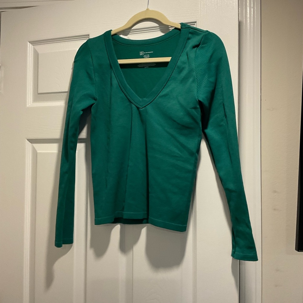 No Boundaries Teal V-Neck Long Sleeve Blouse